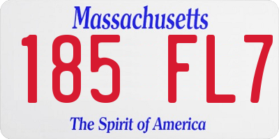 MA license plate 185FL7