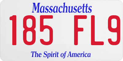 MA license plate 185FL9