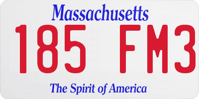 MA license plate 185FM3