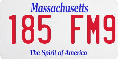 MA license plate 185FM9