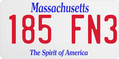 MA license plate 185FN3