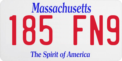 MA license plate 185FN9
