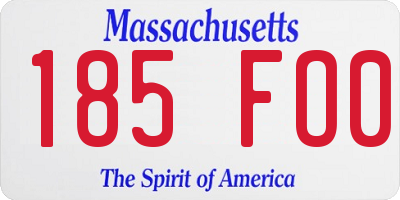 MA license plate 185FO0