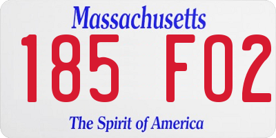 MA license plate 185FO2