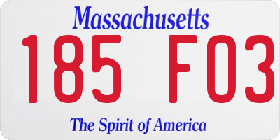 MA license plate 185FO3
