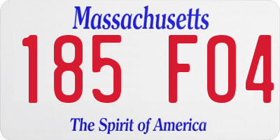 MA license plate 185FO4