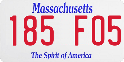 MA license plate 185FO5