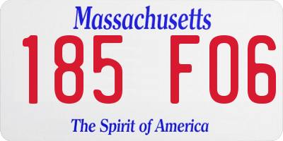 MA license plate 185FO6