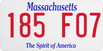 MA license plate 185FO7