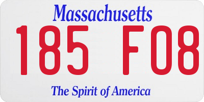MA license plate 185FO8