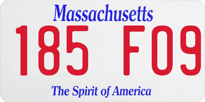 MA license plate 185FO9