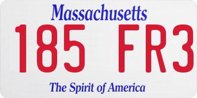 MA license plate 185FR3