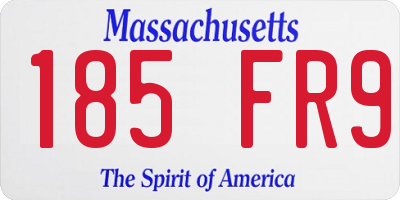 MA license plate 185FR9