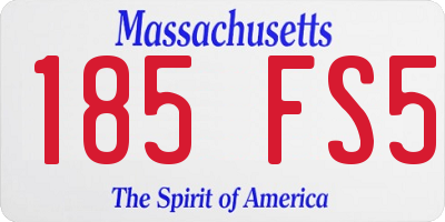 MA license plate 185FS5
