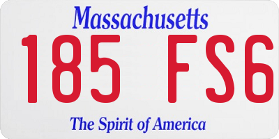 MA license plate 185FS6