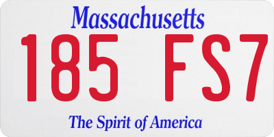 MA license plate 185FS7