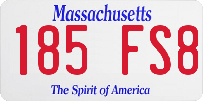 MA license plate 185FS8