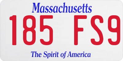 MA license plate 185FS9