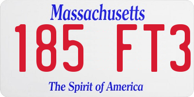 MA license plate 185FT3