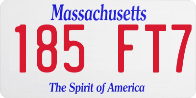 MA license plate 185FT7