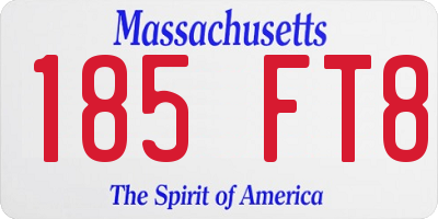 MA license plate 185FT8