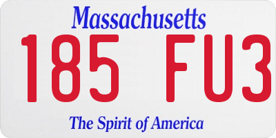 MA license plate 185FU3