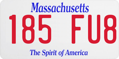 MA license plate 185FU8