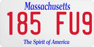 MA license plate 185FU9