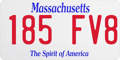 MA license plate 185FV8