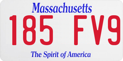 MA license plate 185FV9
