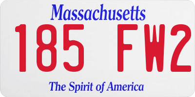 MA license plate 185FW2