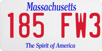 MA license plate 185FW3