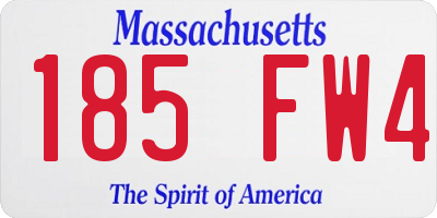 MA license plate 185FW4