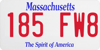 MA license plate 185FW8