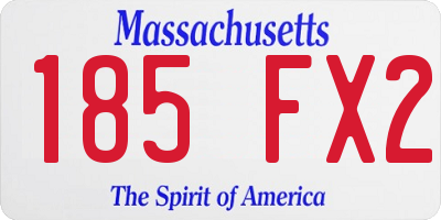 MA license plate 185FX2