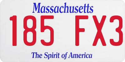 MA license plate 185FX3