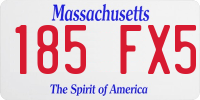 MA license plate 185FX5