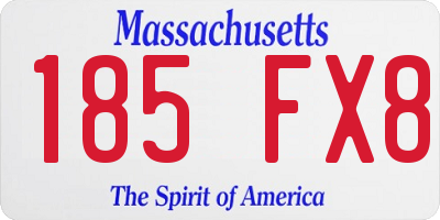 MA license plate 185FX8