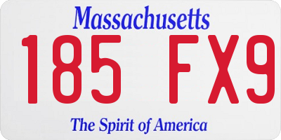 MA license plate 185FX9