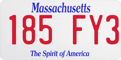 MA license plate 185FY3