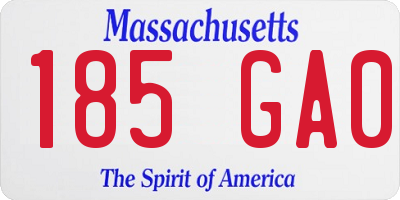 MA license plate 185GA0