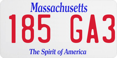 MA license plate 185GA3