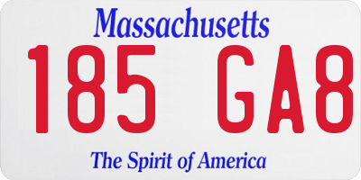 MA license plate 185GA8