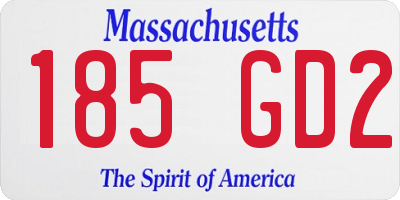 MA license plate 185GD2