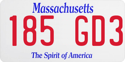 MA license plate 185GD3