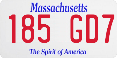 MA license plate 185GD7