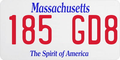 MA license plate 185GD8