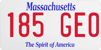MA license plate 185GE0