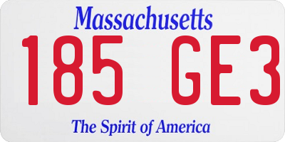 MA license plate 185GE3