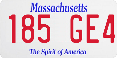 MA license plate 185GE4